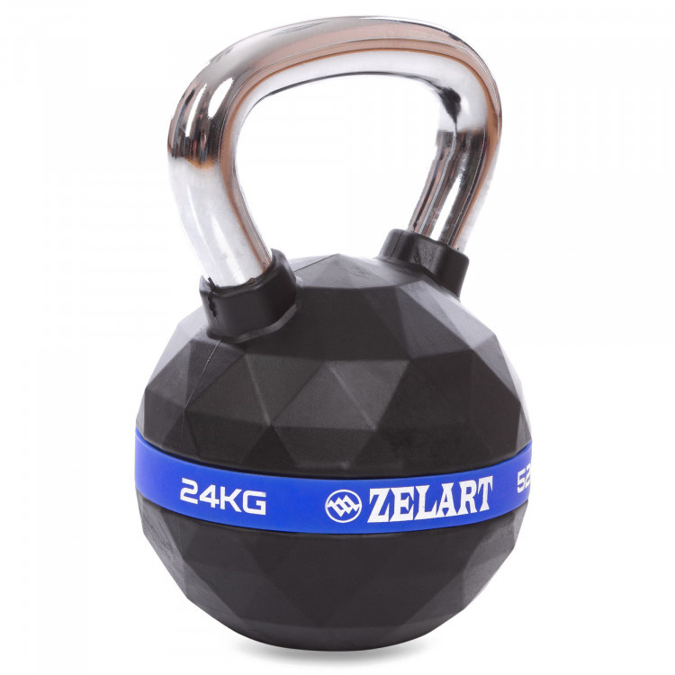 Гиря PU з хромованою ручкою Кросфіт Zelart FI-1973-24 24 кг (PU, чорний)