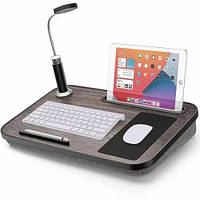 Столик-підставка для ноутбука з подушкою і лампою USB Puffy столик із тримачем планшета та телефона