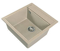 Кам'яна кухонна мийка бежева з отвором, гранітна мийка для кухні бежевого кольору зі штучного каменю