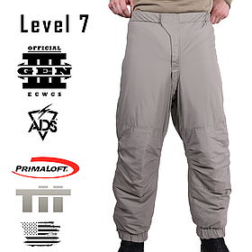 Штани зимові, Розмір: X-Small Regular, ECWCS Gen III Level 7, Колір: Urban Grey