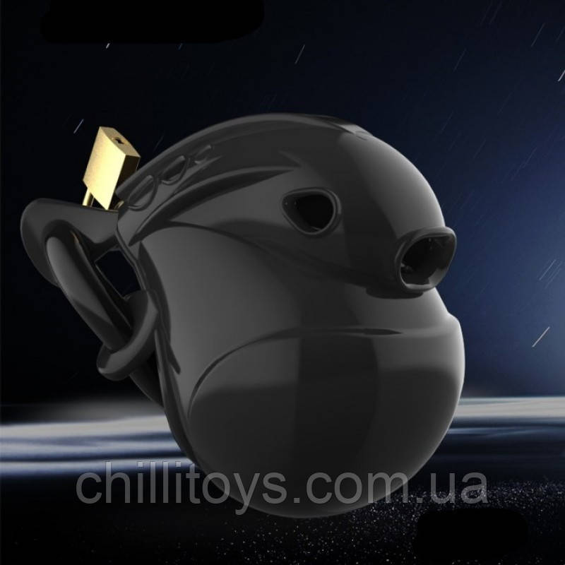 New all inclusive silicone chastity device adjustable ring Black, фото 1