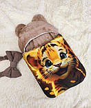 Комбінезон + спальник для новонароджених, коричневий, принт тигреня, фото 3