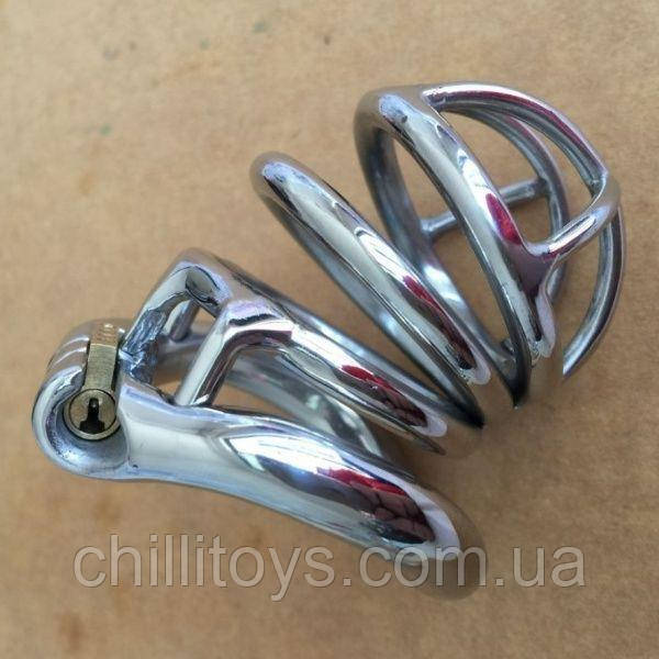 Металевий чоловічий пояс вірності Stainless Steel Chastity Cage, фото 1