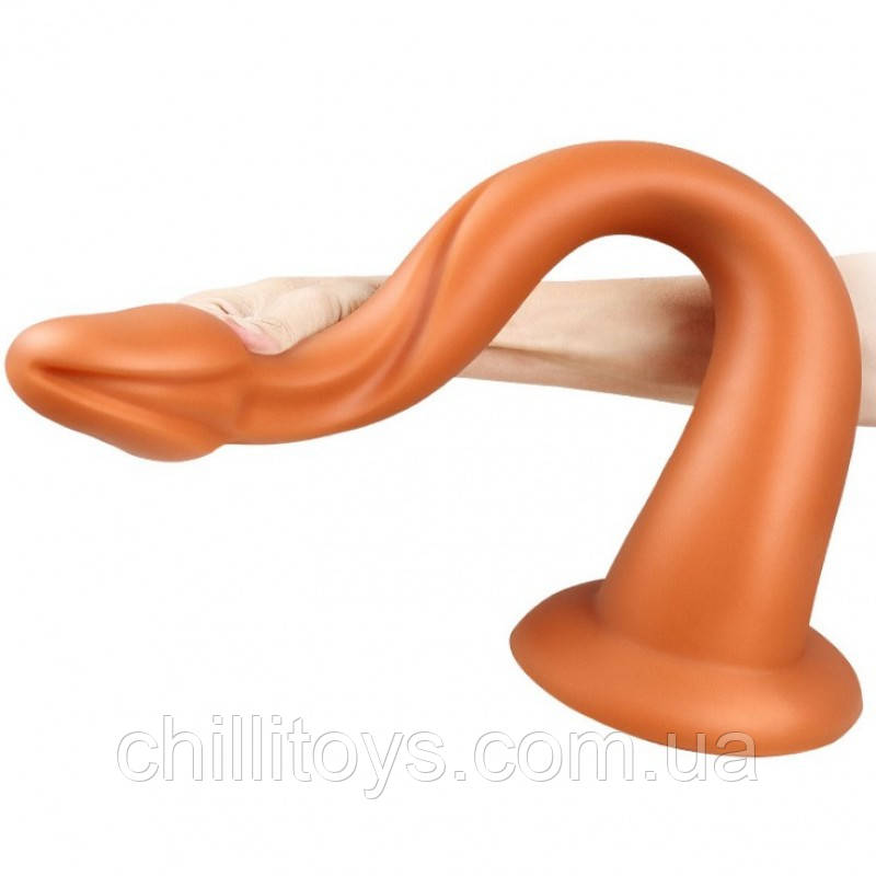 Фаллоімітатор гігантський Golden Python Sucker Butt Plug XL, Оранжевый, фото 1