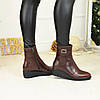 Черевики жіночі коричневі шкіряні на танкетці, фото 3