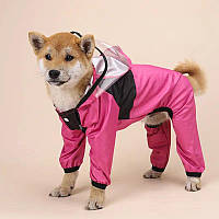 Дощовик для середніх порід собак на кнопках з капюшоном розмір 2XL Рожевий