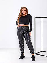 Штани з екошкіри на флісі "Calvin"| Батал | Розпродаж моделі