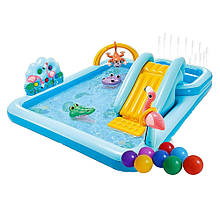 Надувний ігровий центр Intex 57161-1 «Пригоди джунглів», 244 x 198 x 71 см, з кульками 15 шт. топ