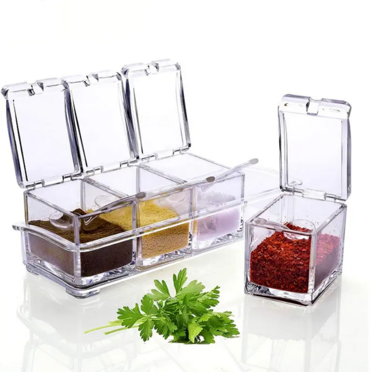 Подарочный набор контейнер кухонный для хранения пакетиков с приправами специй Crystal 4 шт - фото 3 - id-p2076894924