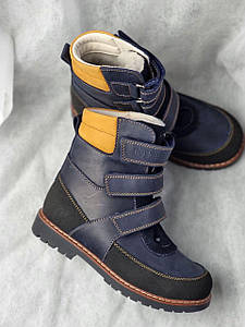 Дитячі високі шкіряні ортопедичні черевики на хутрі для дівчаток з натуральної шкіри 28 р