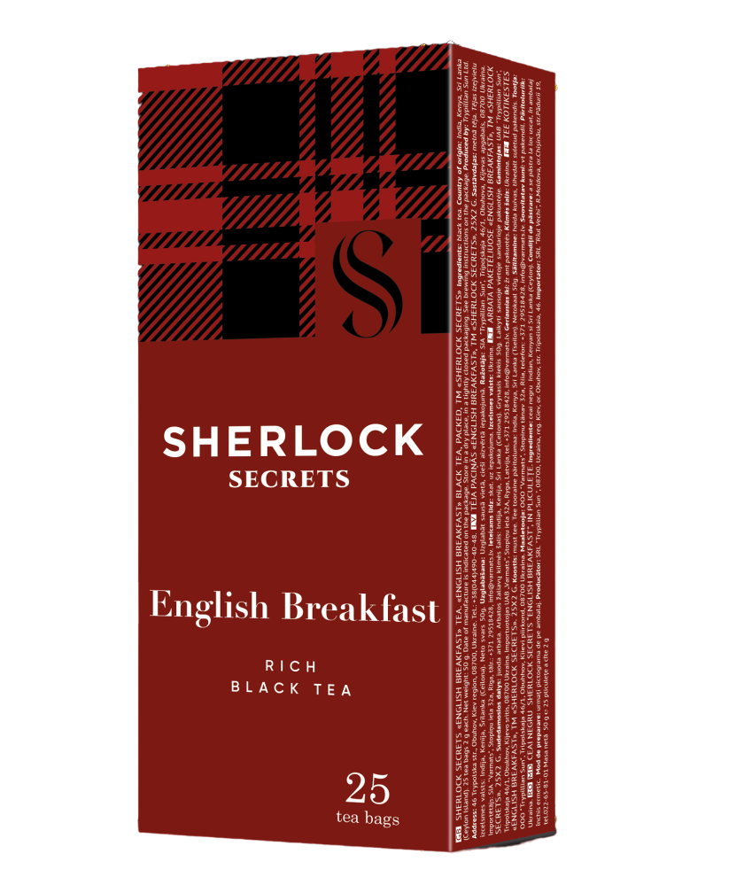 Чорний насичений чай Sherlock Secrets English Breakfast 25 пакетиків | Чай Річард у новому дизайні