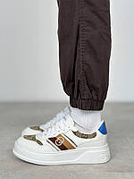 Женские демисезонные сникерсы Gucci GG Sneakers White Premium (белые) стильные повседневные кроссы Gc002 Гуччи