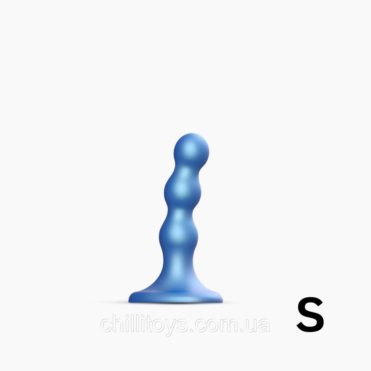 Насадка для страпона Strap-On-Me Dildo Plug Balls Blue Metallic S SO8992