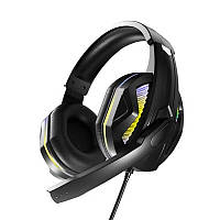 Навушники накладні з мікрофоном Aspor A217 RGB для комп`ютера ігрові- чорний