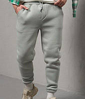 Спортивные штаны мужские светло-серые зимние на флисе теплые повседневные качественные на зиму