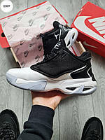 Мужские демисезонные кроссовки Nike Jordan Max Aura 4 (белые с черным) модные повседневные кроссы 1230TP Найк