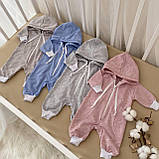 Дитячий комбінезон джампсьют меланж-2 на блискавці з капюшоном, фото 3