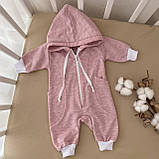 Дитячий комбінезон джампсьют меланж-2 на блискавці з капюшоном, фото 4