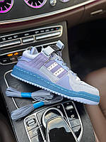 Женские демисезонные кроссовки Adidas Forum low x Bad Bunny Light Blue (бежевые с синим) стильные 1448 Адидас