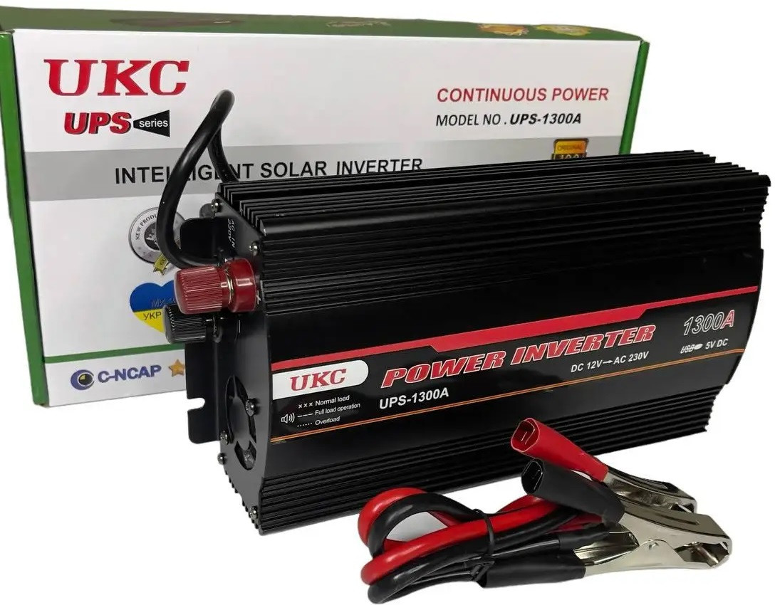 Інвертор UKC 1300W із зарядкою 12V220V Перетворювач, фото 1