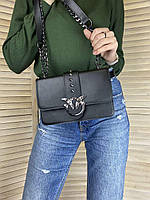 Женская мини сумочка клатч на плечо в стиле Pinko, молочная сумка на цепочке с птичками пинко Черный r_950