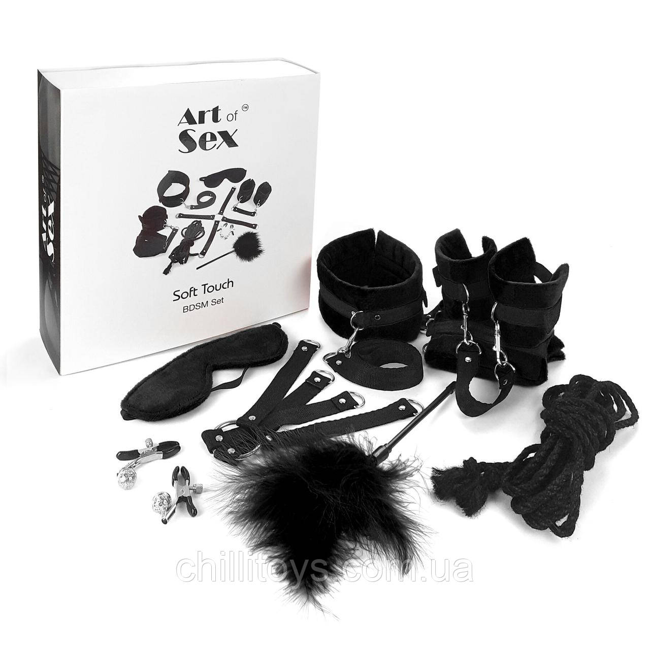 Набір БДСМ Art of Sex - Soft Touch BDSM Set, 9 предметів, Чорний SO6598, фото 1