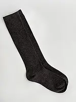 Базові шкарпетки в рубчик. Базові однотонні гольфи, Сірі гольфи, Високі шкарпетки, Носки Гетри Розмір: 36-40