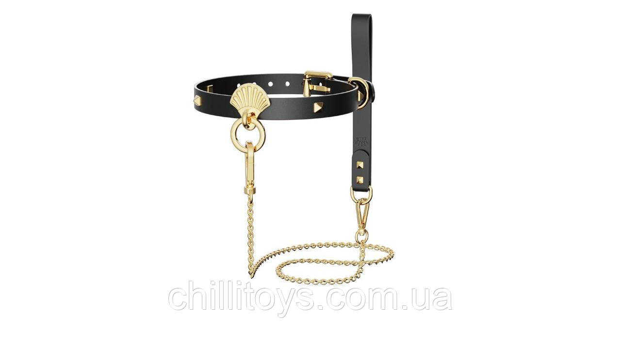 Розкішний нашийник з повідцем Zalo Collar & Leash Set Black SO8228