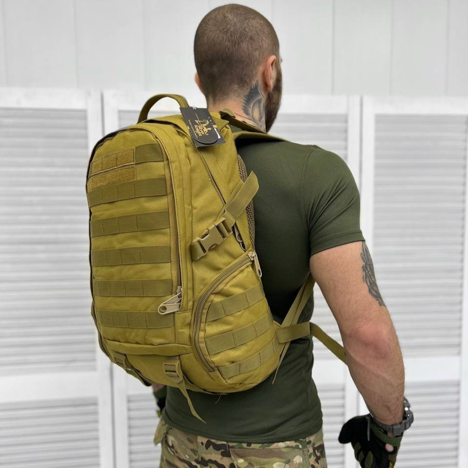 Рюкзак тактический на 35 л Койот, рюкзак милитари с мягкой спинкой, военный рюкзак 50х32х19 см - фото 1 - id-p2076958627