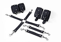 Набір для БДСМ 3 в 1 Feral Feelings BDSM Kit 3 Black, black, наручники, поножі, хрестовина SO8269