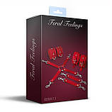 Набір для БДСМ 3 в 1 Feral Feelings BDSM Kit 3 Red, red, наручники, поножі, хрестовина SO8270, фото 2