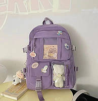 Школьный подростковый рюкзак, сумка-портфель для девочки 5-11 класса в наборе со значками