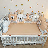 Защитные бортики подушечки зверюшки в детскую кроватку для младенцев (новорожденных)