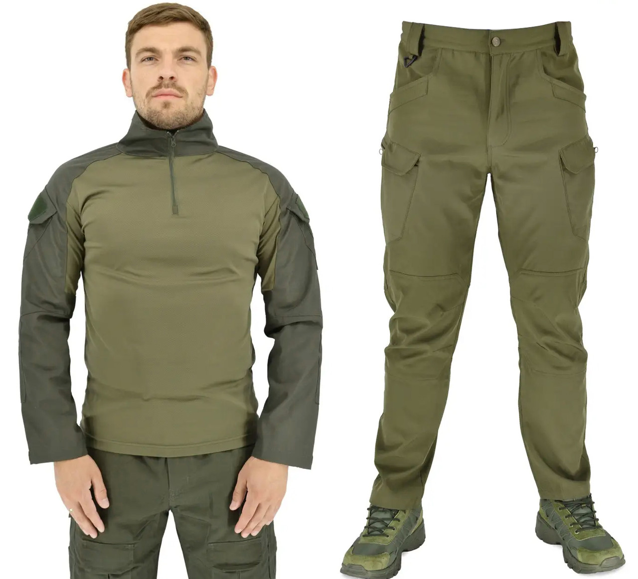 Комплект (Тактична сорочка з коміром (убакс) SA-18 і тактичні літні штани карго Eagle SP-02) Green