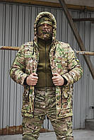 Тактическая мужская зимняя куртка камуфляж мультикам, утепленный мужской бушлат мультикам ВСУ
