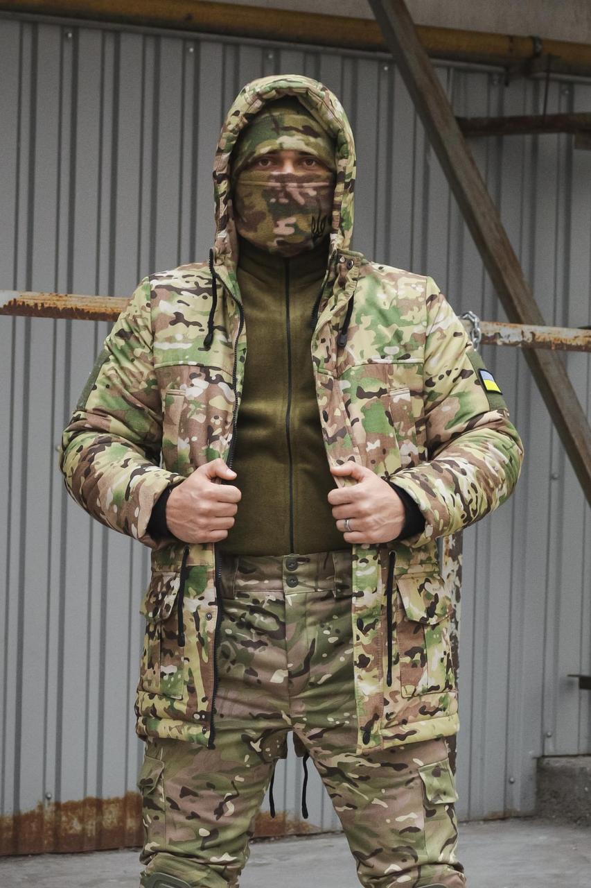Тактична чоловіча зимова куртка камуфляж мультикам, утеплений чоловічий бушлат мультикам ЗСУ