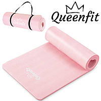 Коврик (мат) для йоги и фитнеса Queenfit NBR 1,5см розовый / Фитнес коврик для тренировок