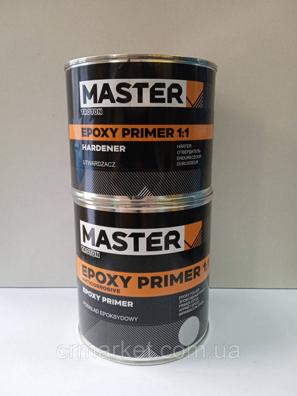 Антикорозійний епоксидний грунт "EPOXI PRIMER 1:1" сірого кольору із затверджувачем (0,5л+0,5л), TROTON Master, фото 1