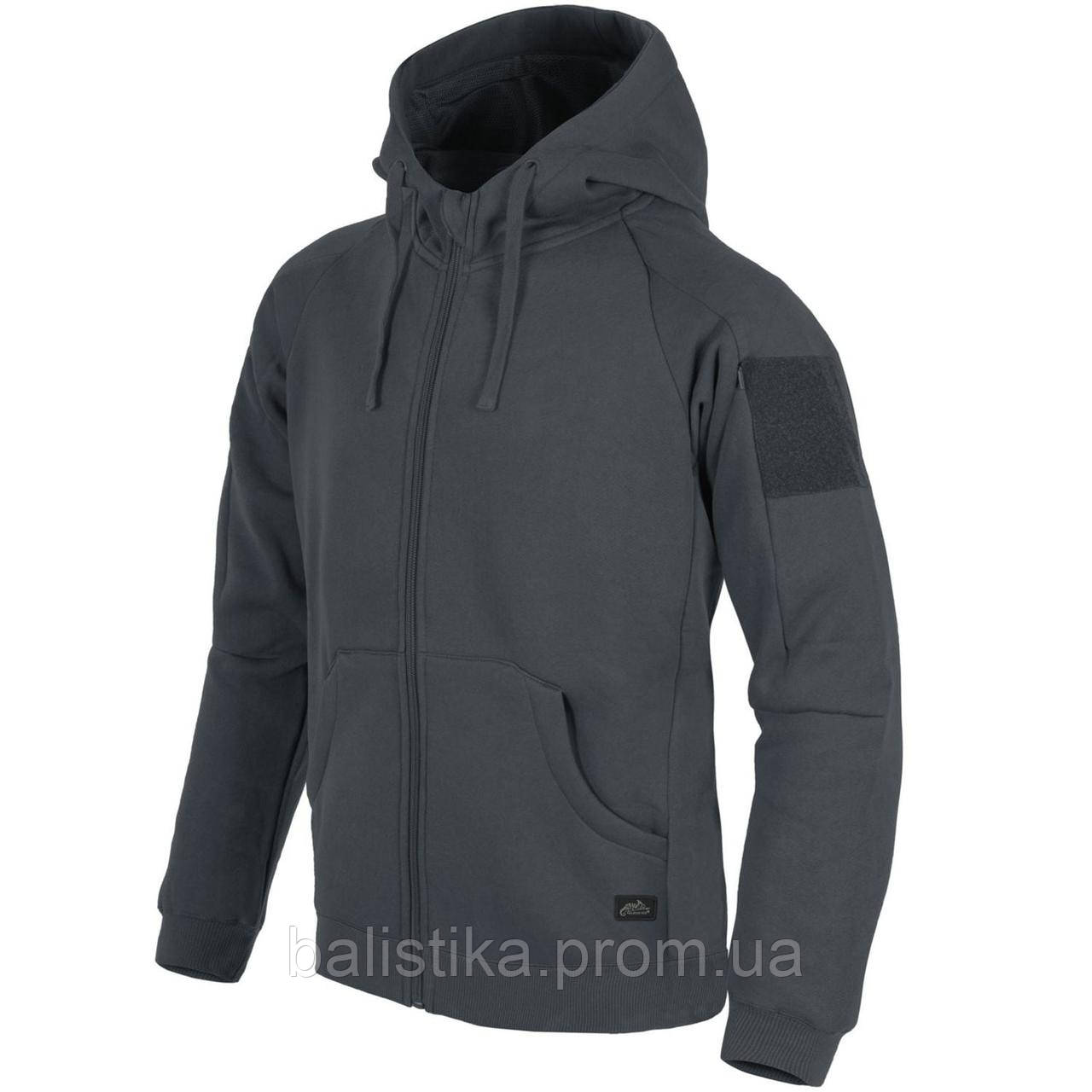 Тактическая кофта-худи Helikon-Tex® Urban Hoodie Lite (FullZip)® - Grey,серая кофта НАТО с зипом и капюшоном