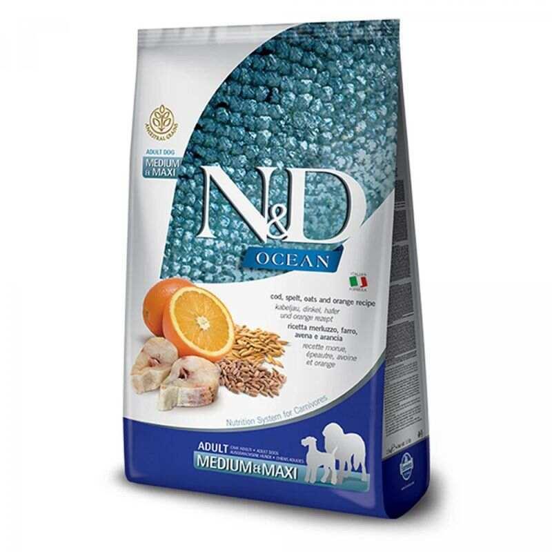 Фарміна N&D Ocean Cod, Spelt, Oats & Orange Adult Medium & Maxi для собак 12 кг
