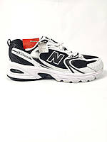 Мужские демисезонные кроссовки New Balance 530 (бело-черные) стильные спортивные стильные кроссы D423 НБ cross
