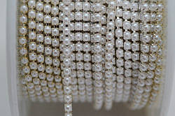 005SS8 Ланцюжок з перлами в срібній оправі  (2.3-2.5мм).Ціна за 10 см
