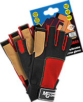 Рукавички робочі, комбіновані, відкриті пальці, на липучці, MECHANICS GLOVES, REIS (12/120)