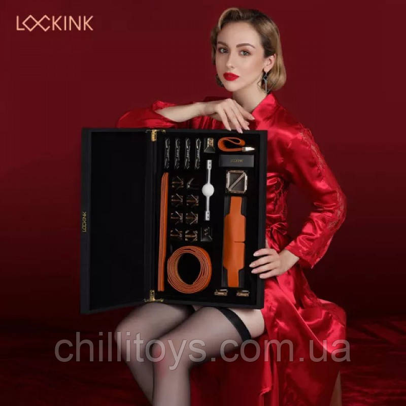 Великий елітний бдсм набір Bondage & Restraint Set Lockink, Коричневий, фото 1