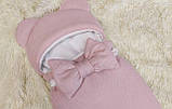 Трикотажний конверт спальник для новонароджених, рожевий, фото 2