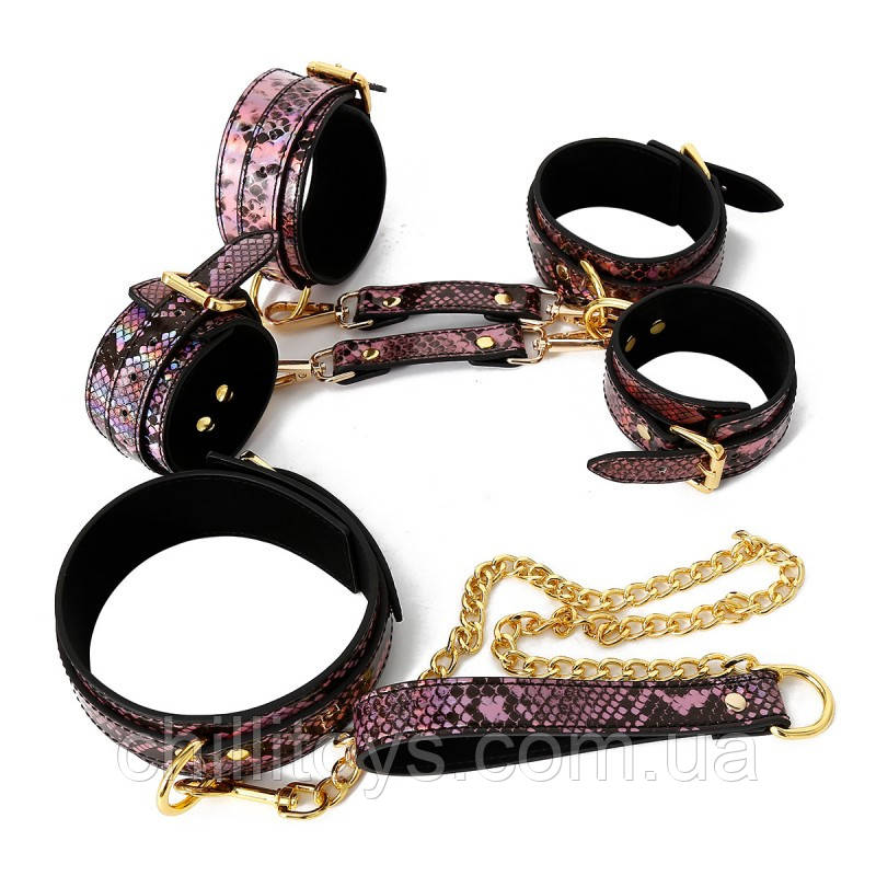 БДСМ набір аксесуарів Snaker Bondage Kit 3 Pieces Gold, золото, фото 1