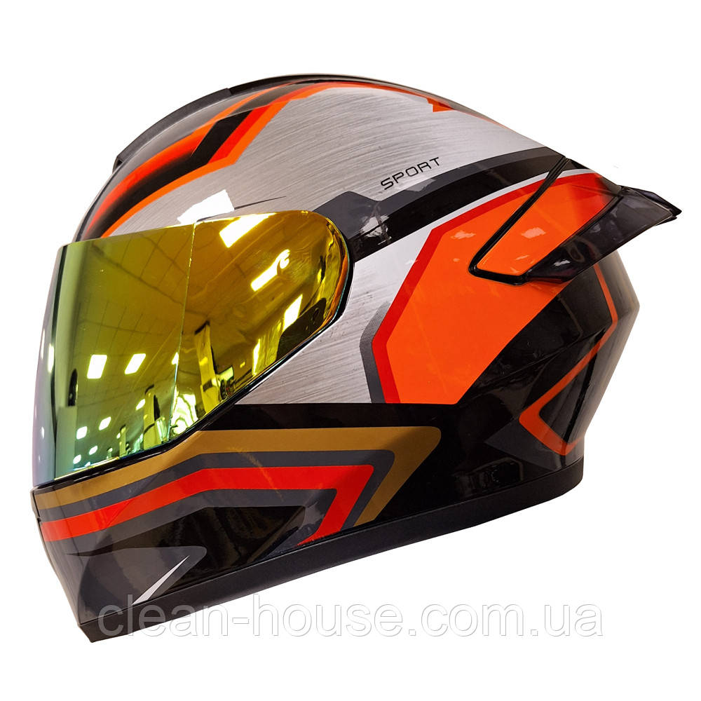 Мотошолом FXW HF-126S Чорно сіро червоний глянець