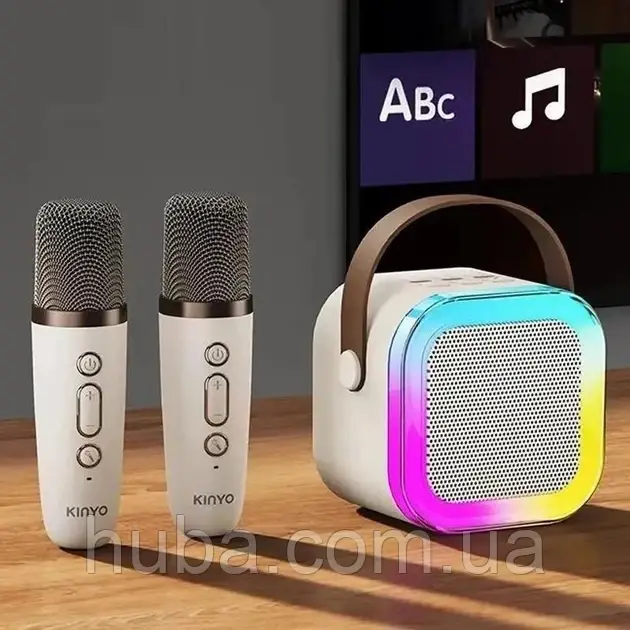 Портативна бездротова колонка Bluetooth з мікрофоном і сабвуфером, акумуляторна.