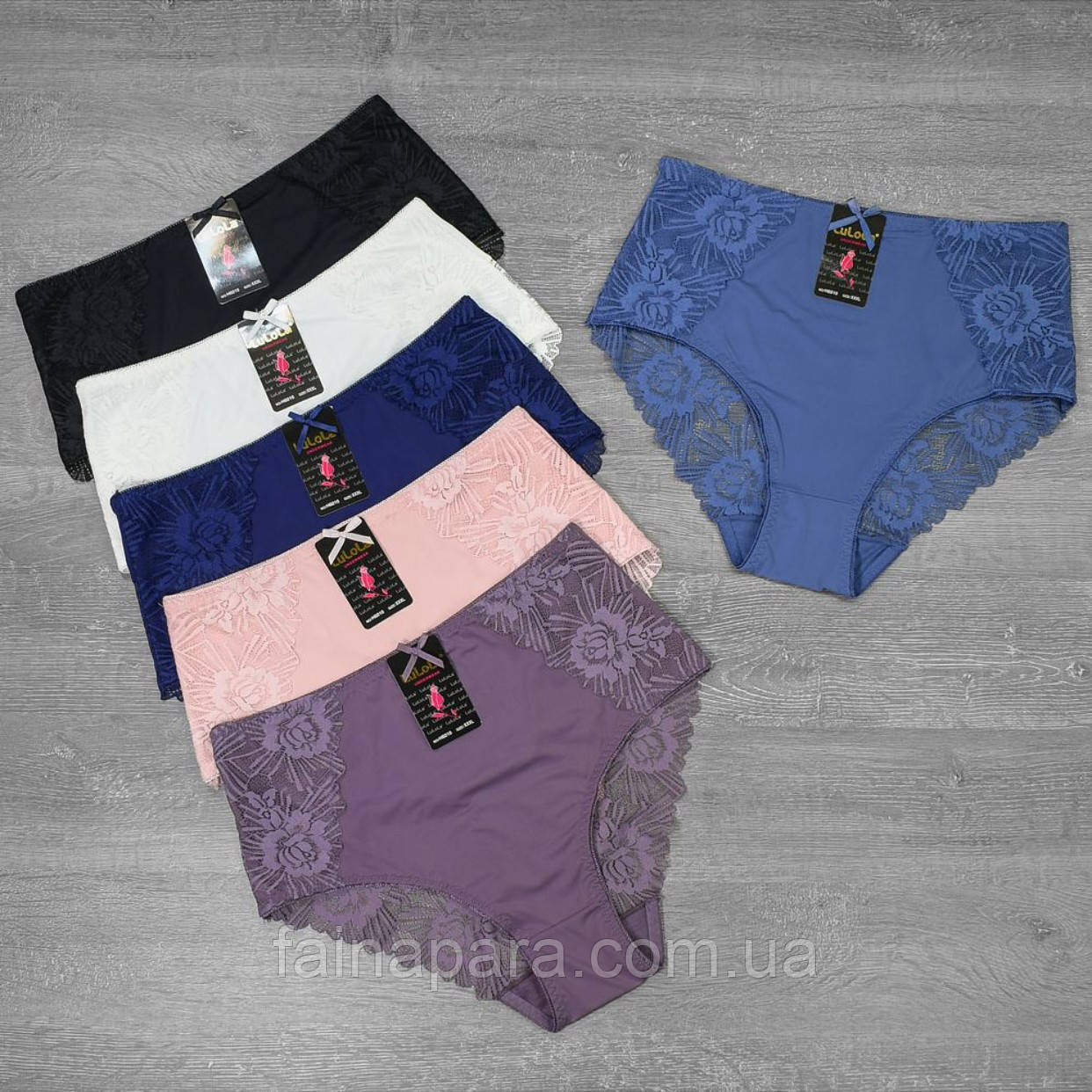 Жіночі мереживні труси сліп з гладкого матеріалу LuLoLa (великі розміри) XL, фото 1