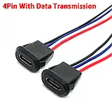 Врізний роз'єм USB Type C - PH2.0-4P гніздо мама вологозахисне 4 пін, фото 3
